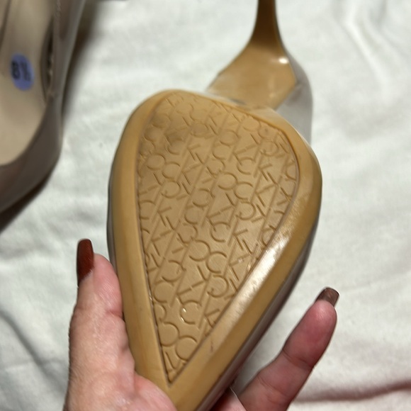 Calvin Klein Patent Taupe Heels NWOT 8.5 - Picture 4 of 9